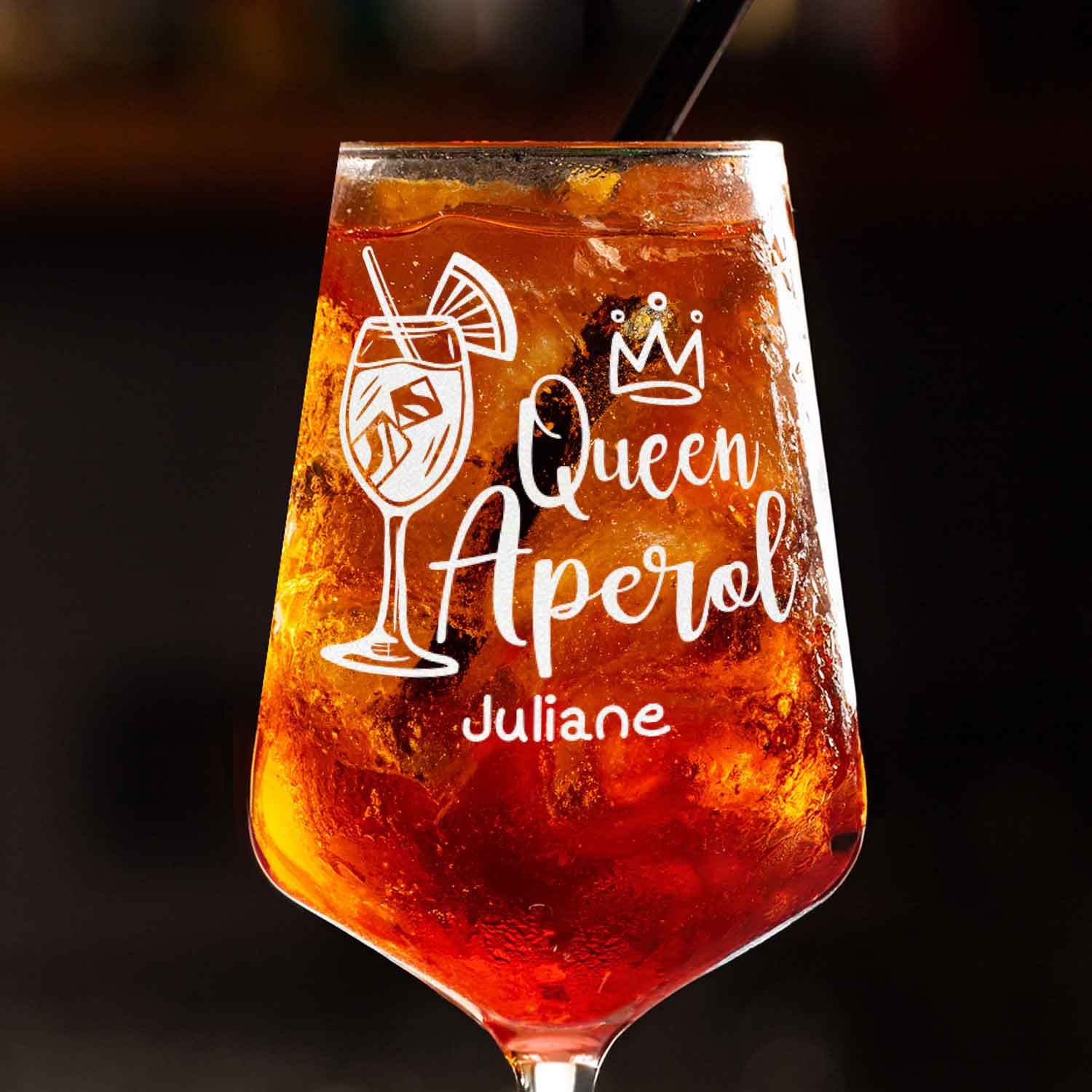Leonardo Weinglas mit Gravur - "Queen Aperol" mit Namen