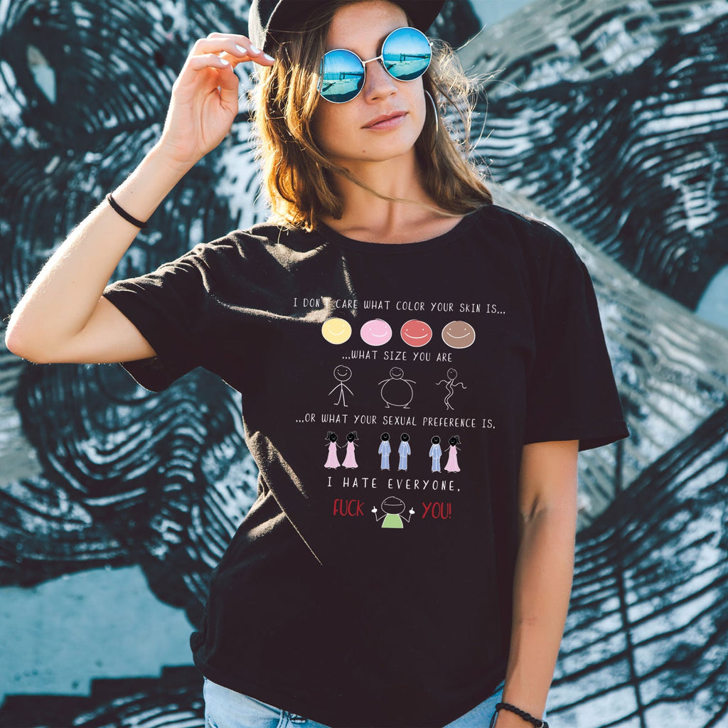 Bedrucktes T-Shirt für Damen - I hate everyone