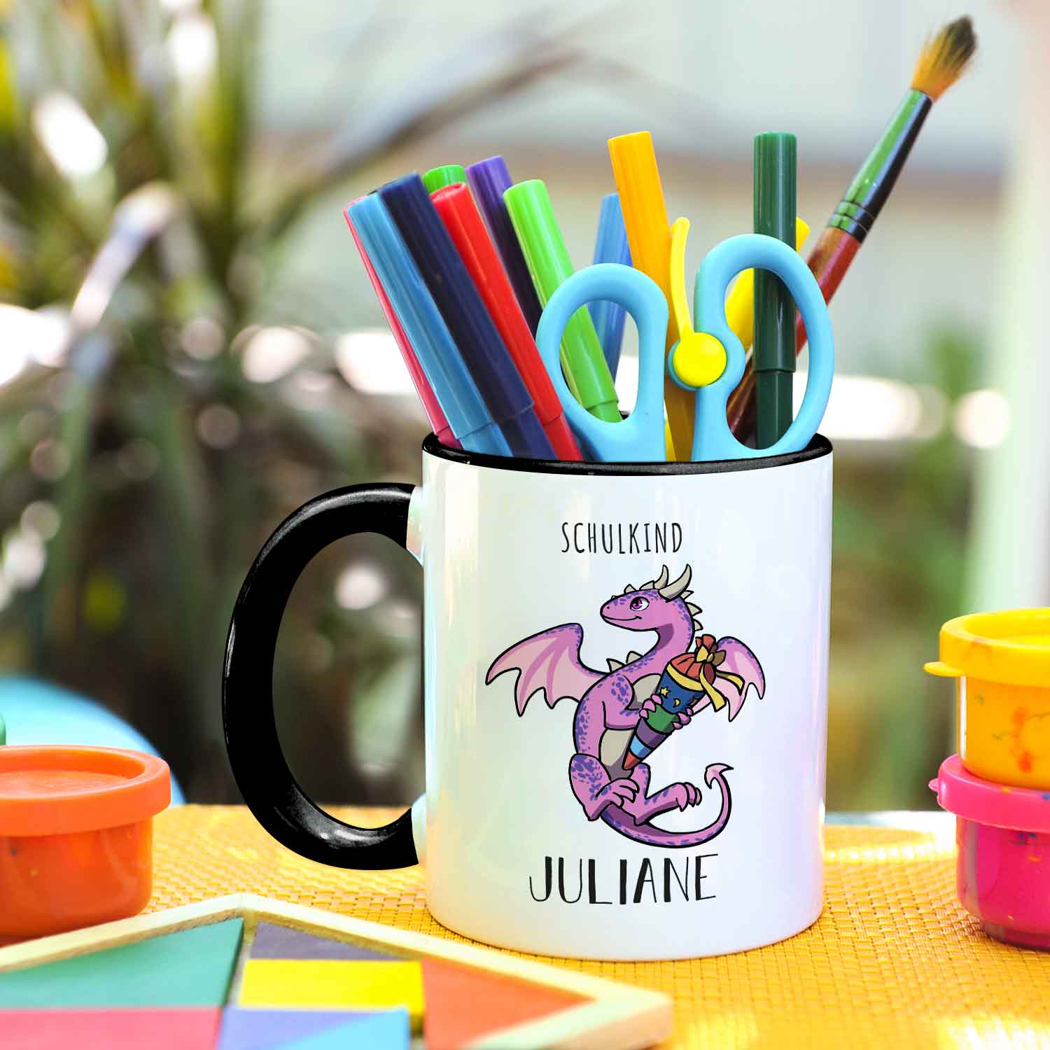Bedruckte Tasse mit Motiv - Einschulung Drache