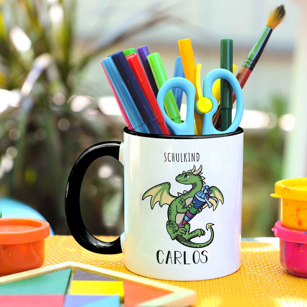 Bedruckte Tasse mit Motiv - Einschulung Drache