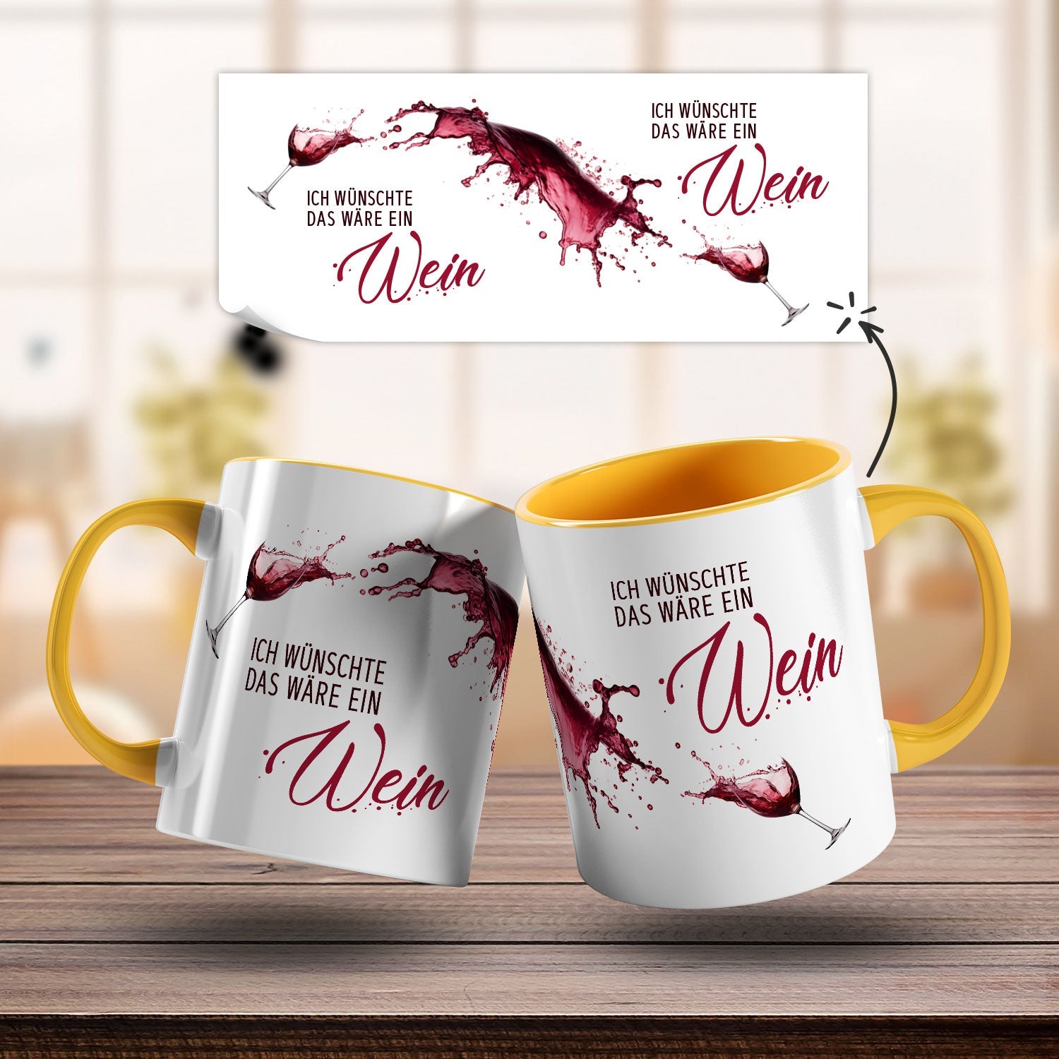Bedruckte Tasse mit Wein Motiv - Ich wünschte das wäre ein Wein