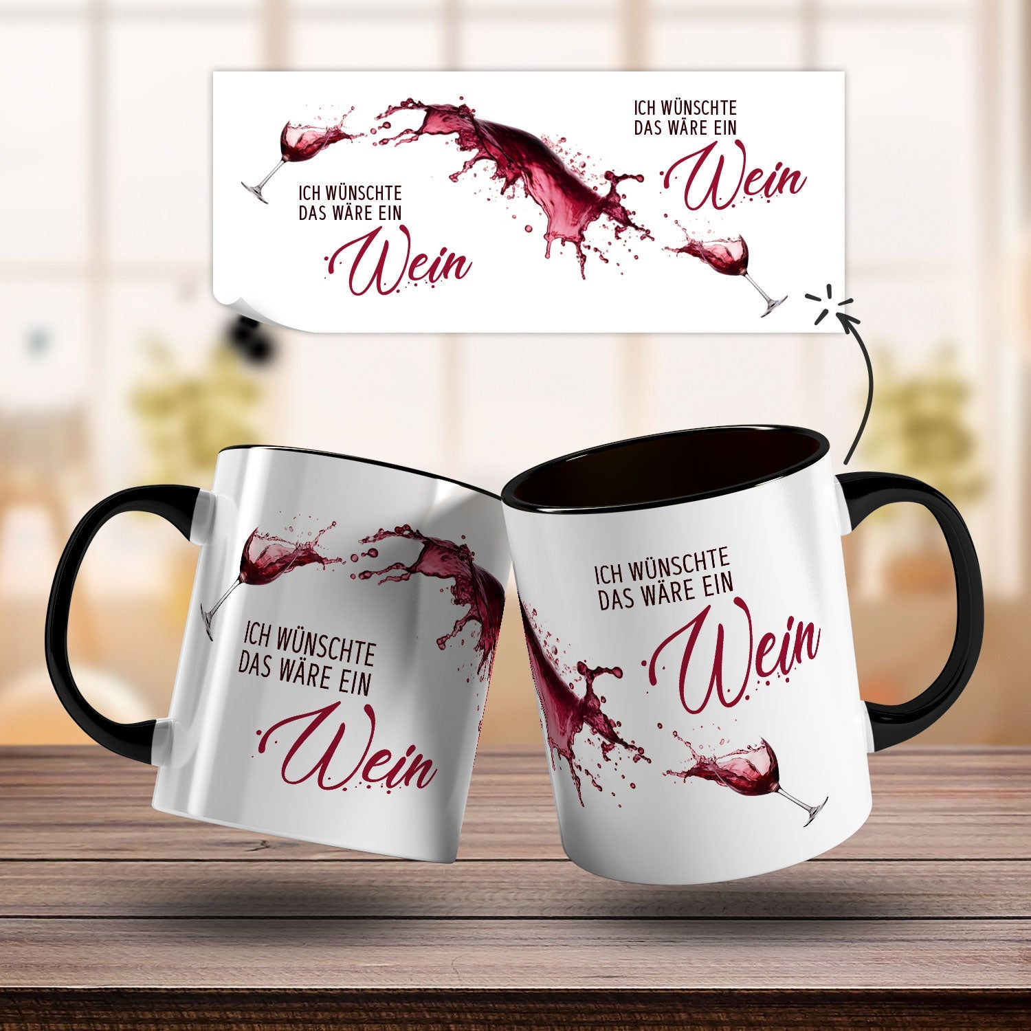 Bedruckte Tasse mit Wein Motiv - Ich wünschte das wäre ein Wein