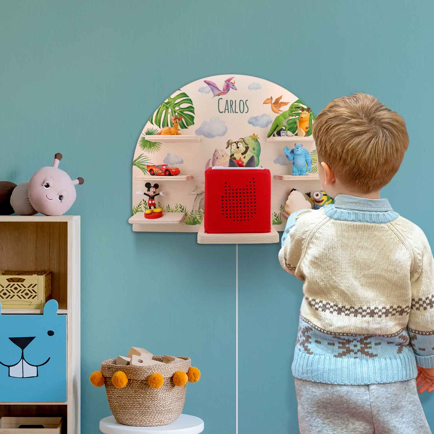 Toniebox Regal für Kinderzimmer - Dino - Personalisiert mit Namen