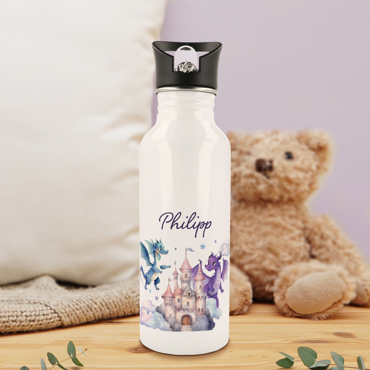 Bedruckte Trinkflasche aus Edelstahl - Drache