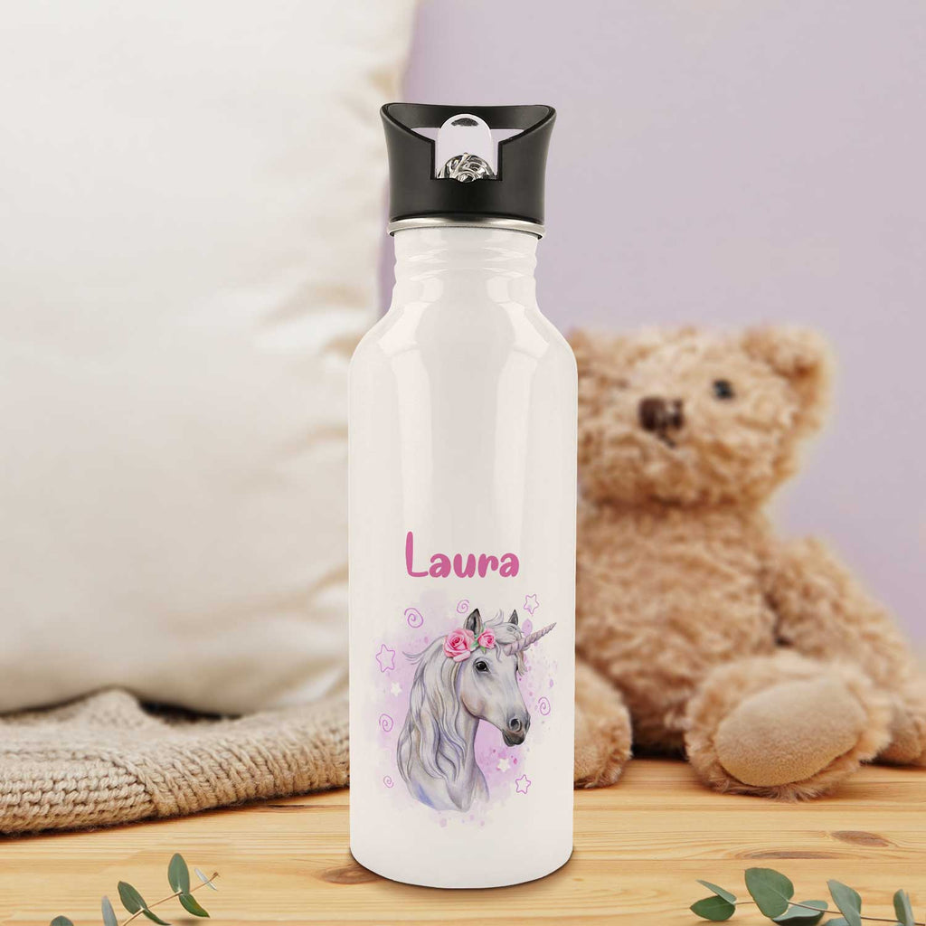 Bedruckte Trinkflasche aus Edelstahl - Einhorn