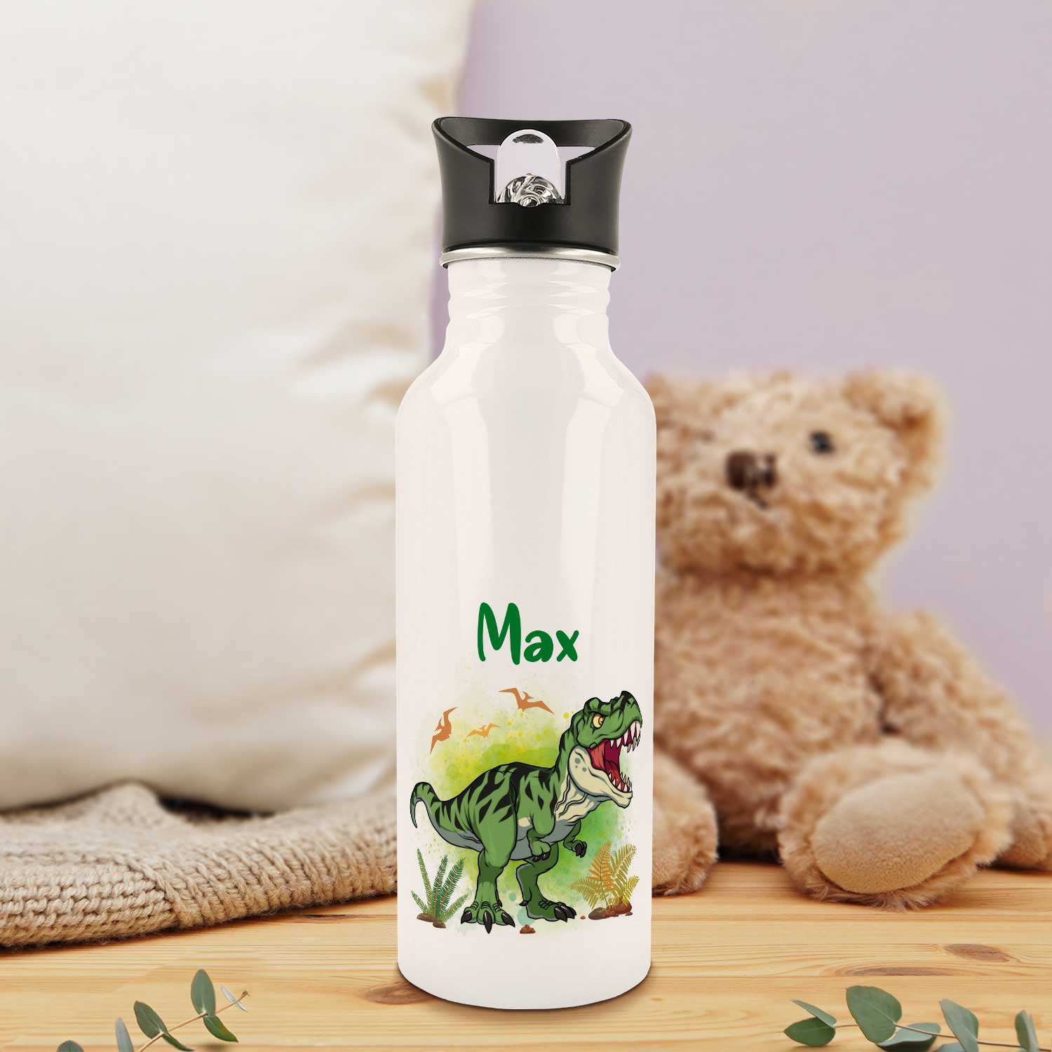 Bedruckte Trinkflasche aus Edelstahl - T-Rex