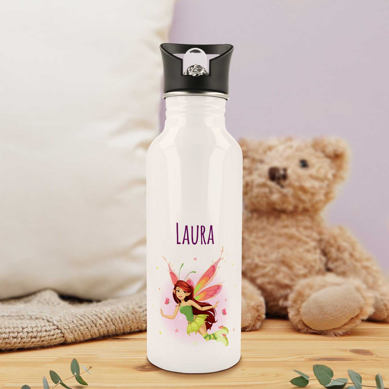 Bedruckte Trinkflasche aus Edelstahl - Zauberfee
