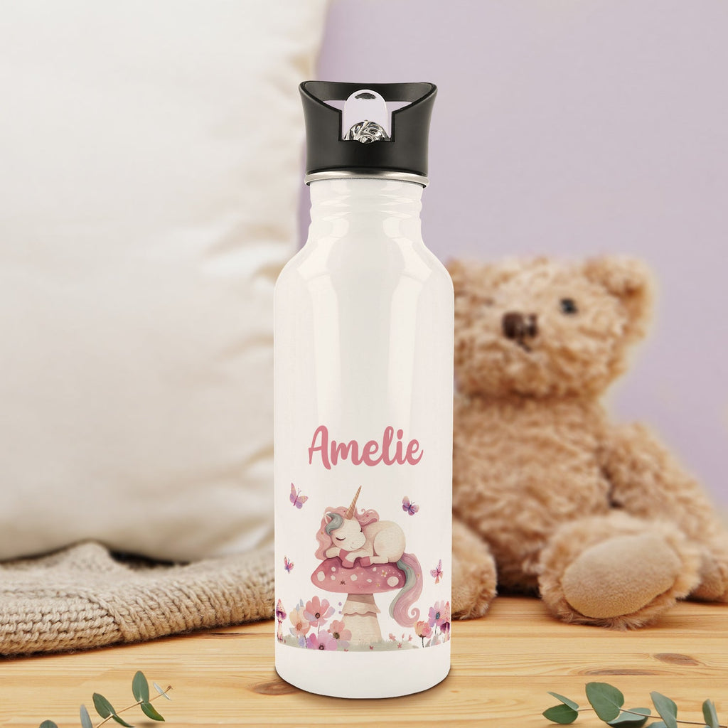 Bedruckte Trinkflasche aus Edelstahl - Schlafendes Einhorn