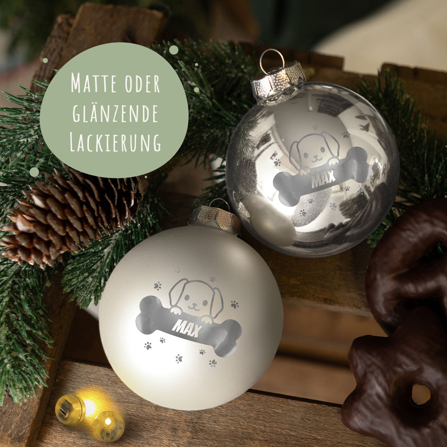 Gravierte Weihnachtskugel - Haustier - Hund & Katze