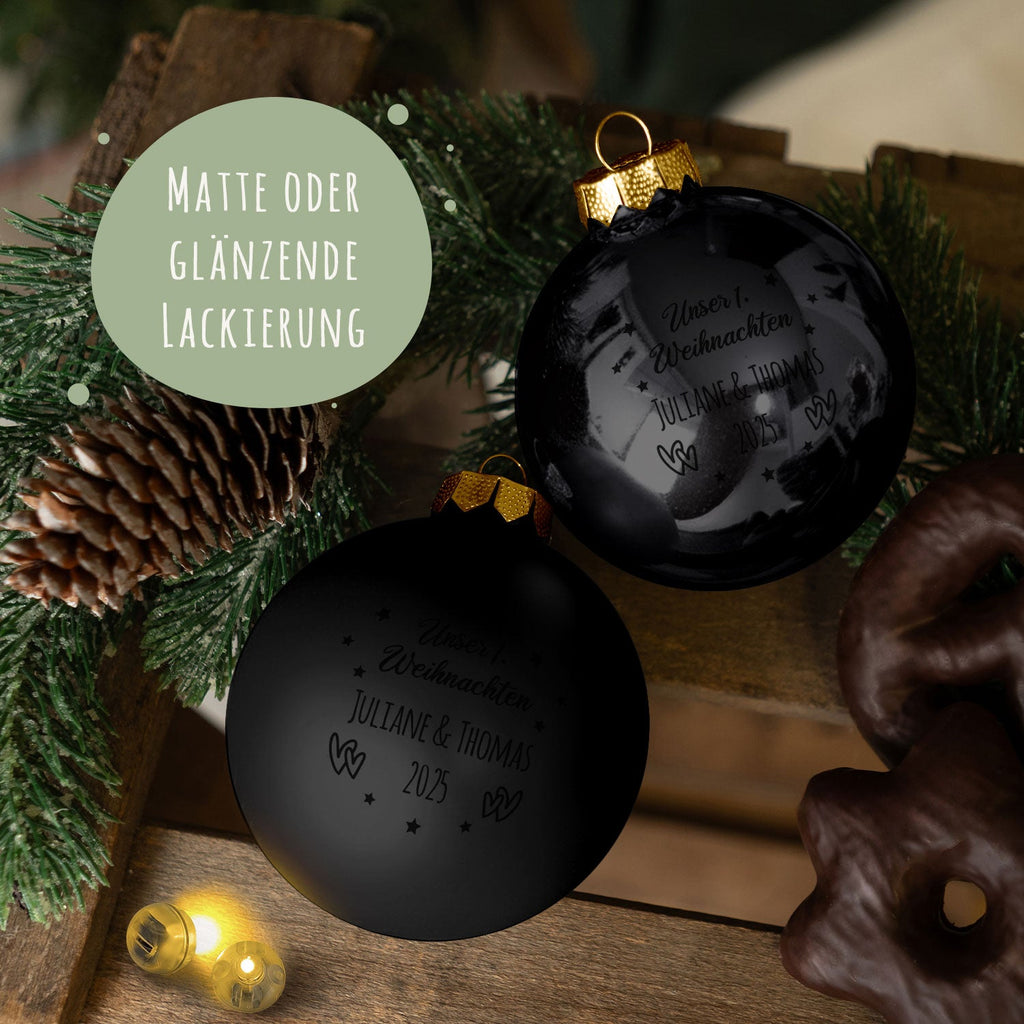 Gravierte Weihnachtskugel - Unser erstes Weihnachten für Paare