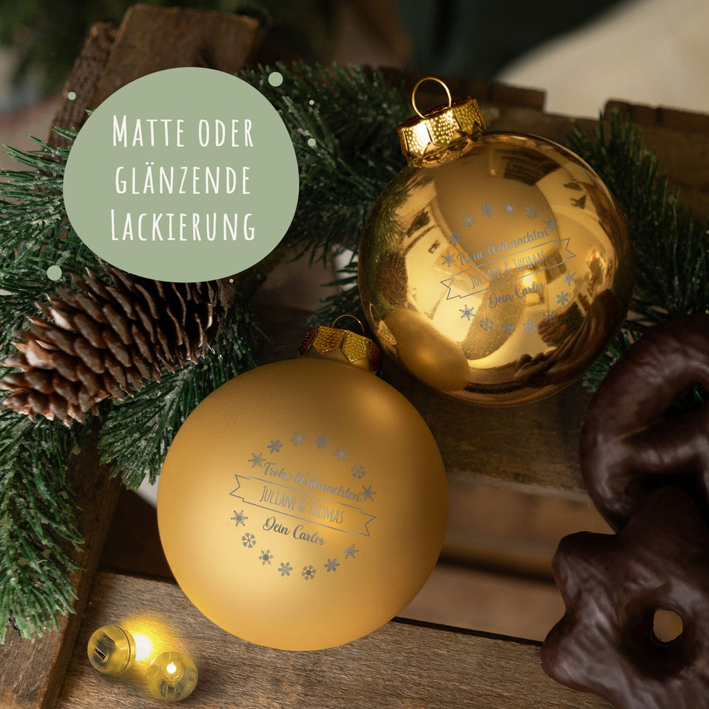 Gravierte Weihnachtskugel mit Wunschtext