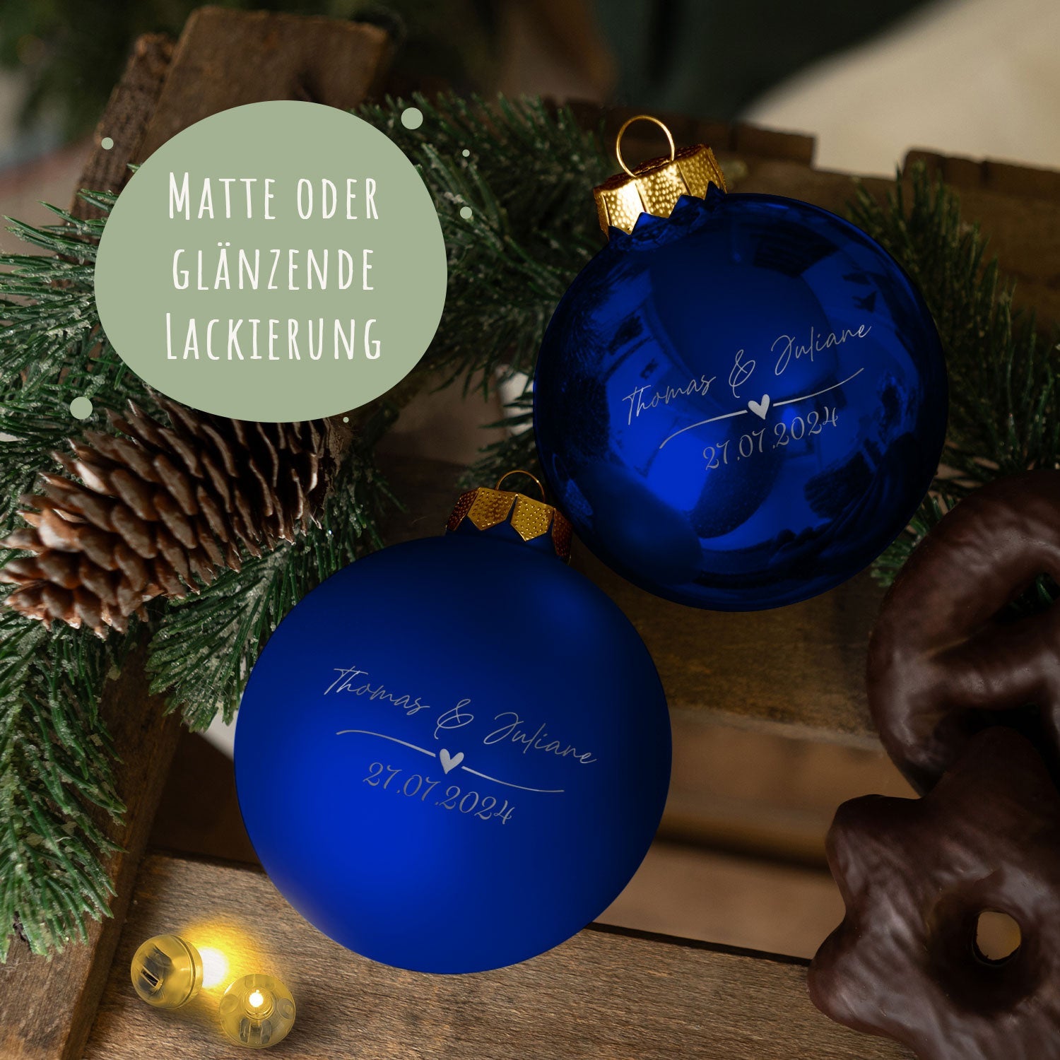 Gravierte Weihnachtskugel - Wedding Love