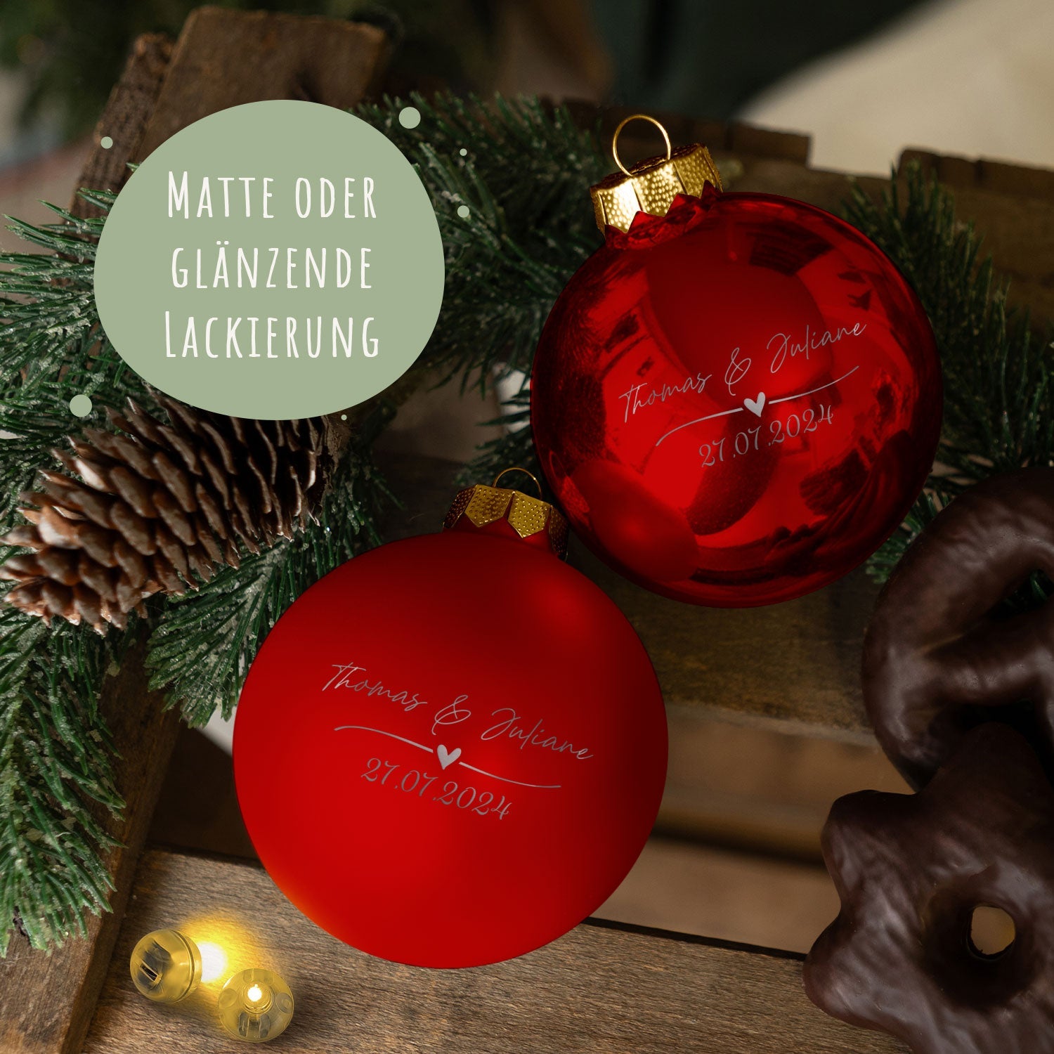 Gravierte Weihnachtskugel - Wedding Love