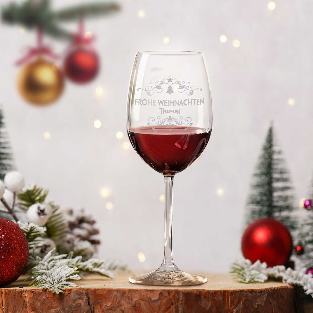 Leonardo Weinglas mit Gravur "Frohe Weihnachten Vintage Swirls"