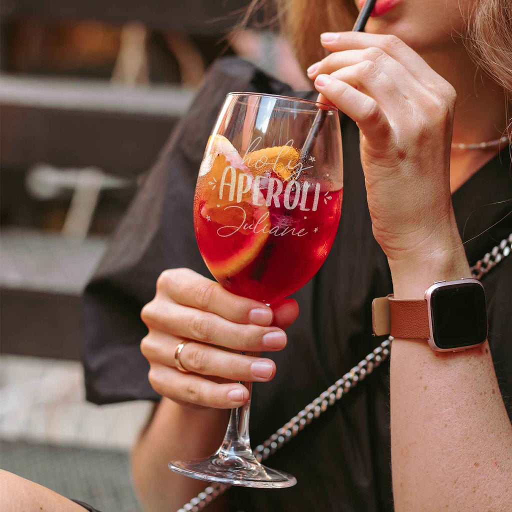 Leonardo Weinglas mit Gravur "Holy Aperoli" mit Namen