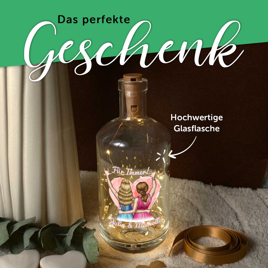 Flaschenlicht mit LED-Lichterkette im Beste Freundin Konfiguration Design