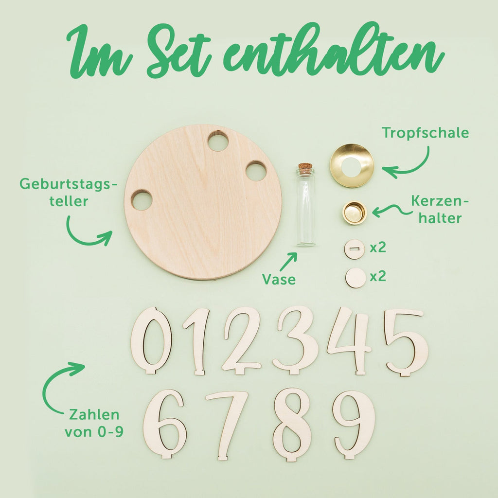 Bedruckter Geburtstagsteller für Kinder - Blumenkranz