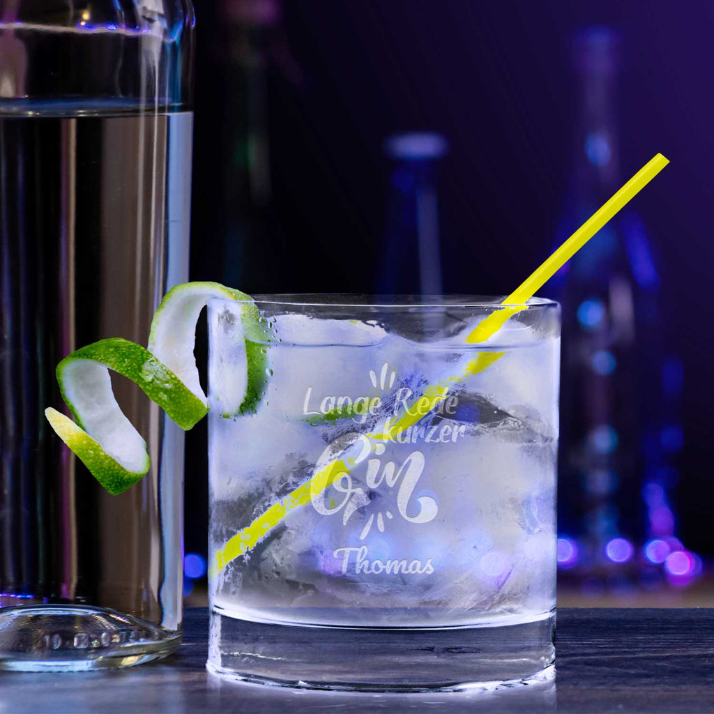 2er Set Montana GIN-Gläser "Lange Rede kurzer Gin" mit Wunschnamen