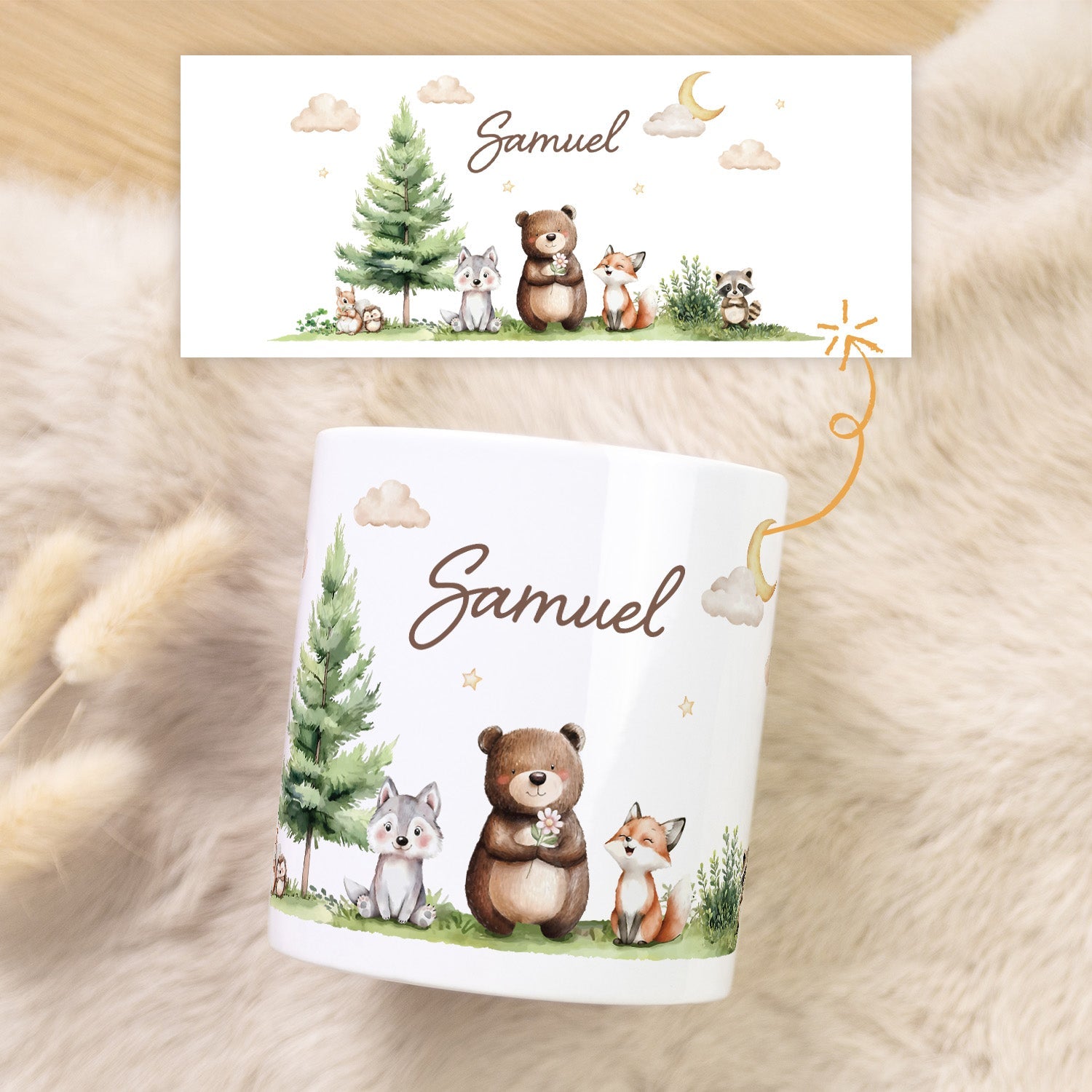 Spardose aus Keramik - Wald