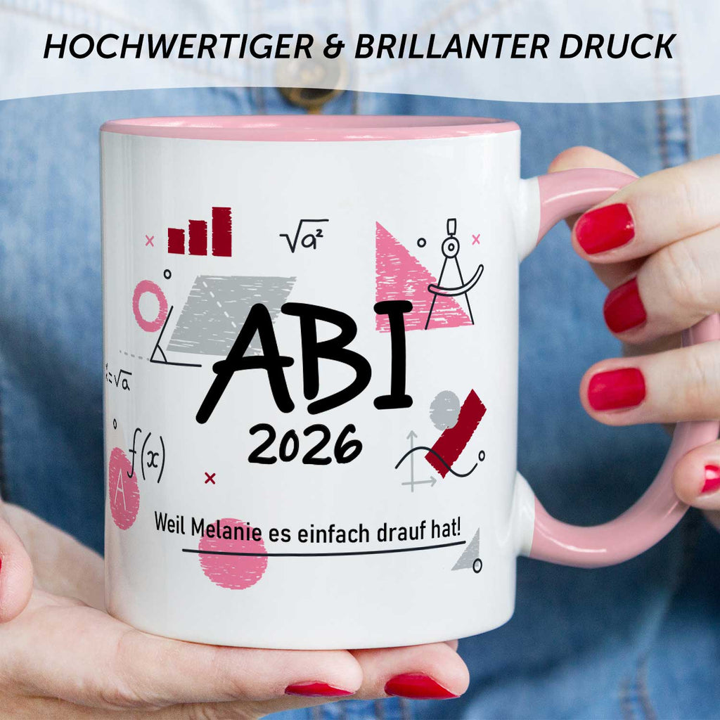 Bedruckte Tasse mit Spruch - Abi - Personalisiert mit Namen