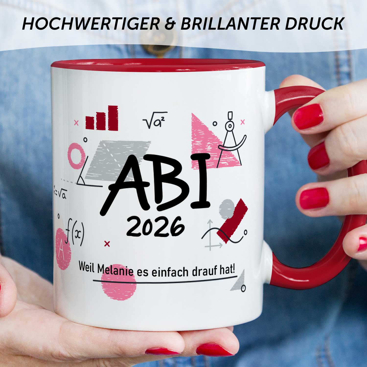 Bedruckte Tasse mit Spruch - Abi - Personalisiert mit Namen