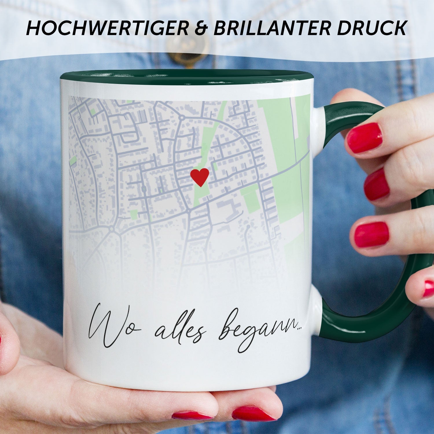Bedruckte Tasse mit "Wo alles begann" Motiv - Personalisiertes Geschenk mit Wunschkoordinaten