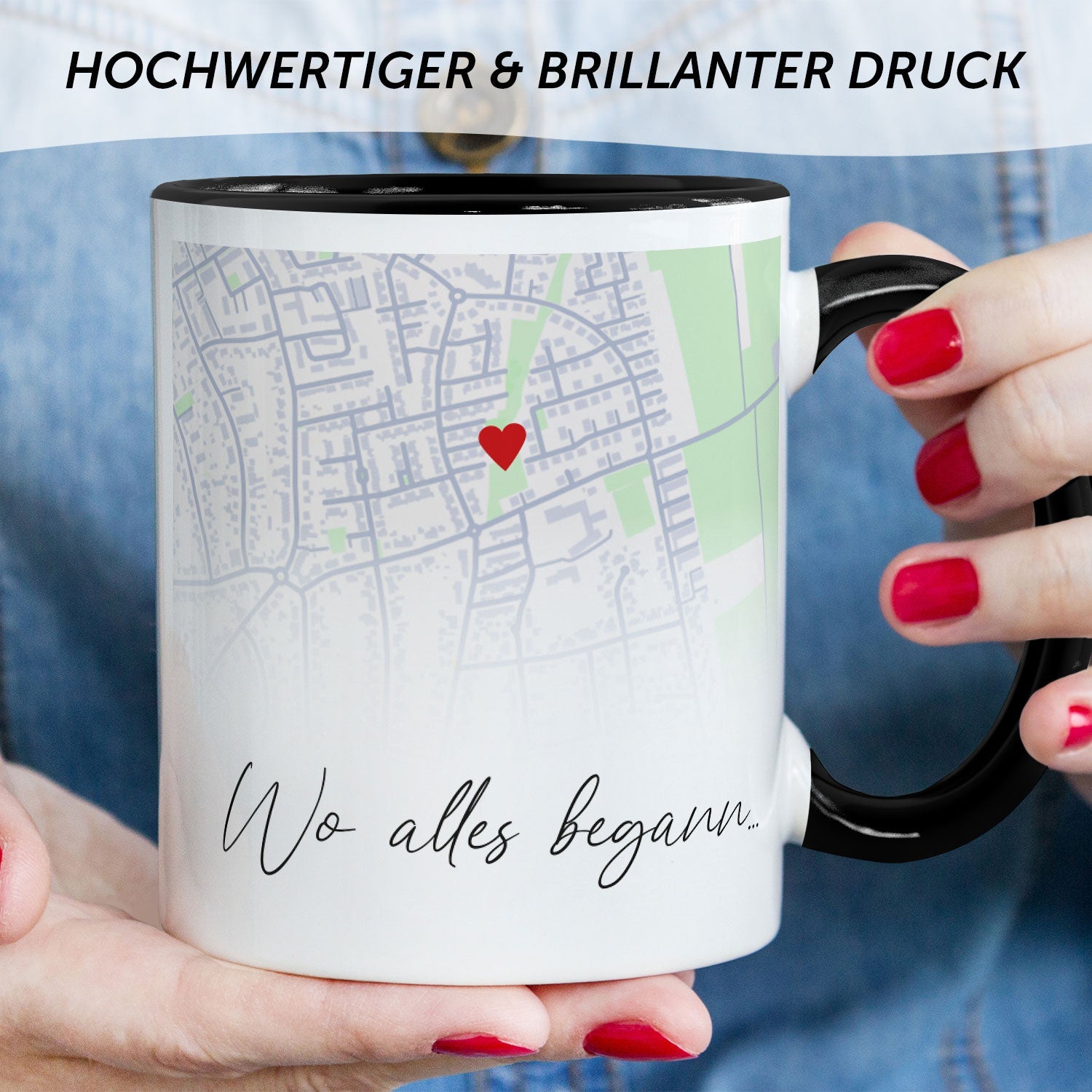 Bedruckte Tasse mit "Wo alles begann" Motiv - Personalisiertes Geschenk mit Wunschkoordinaten