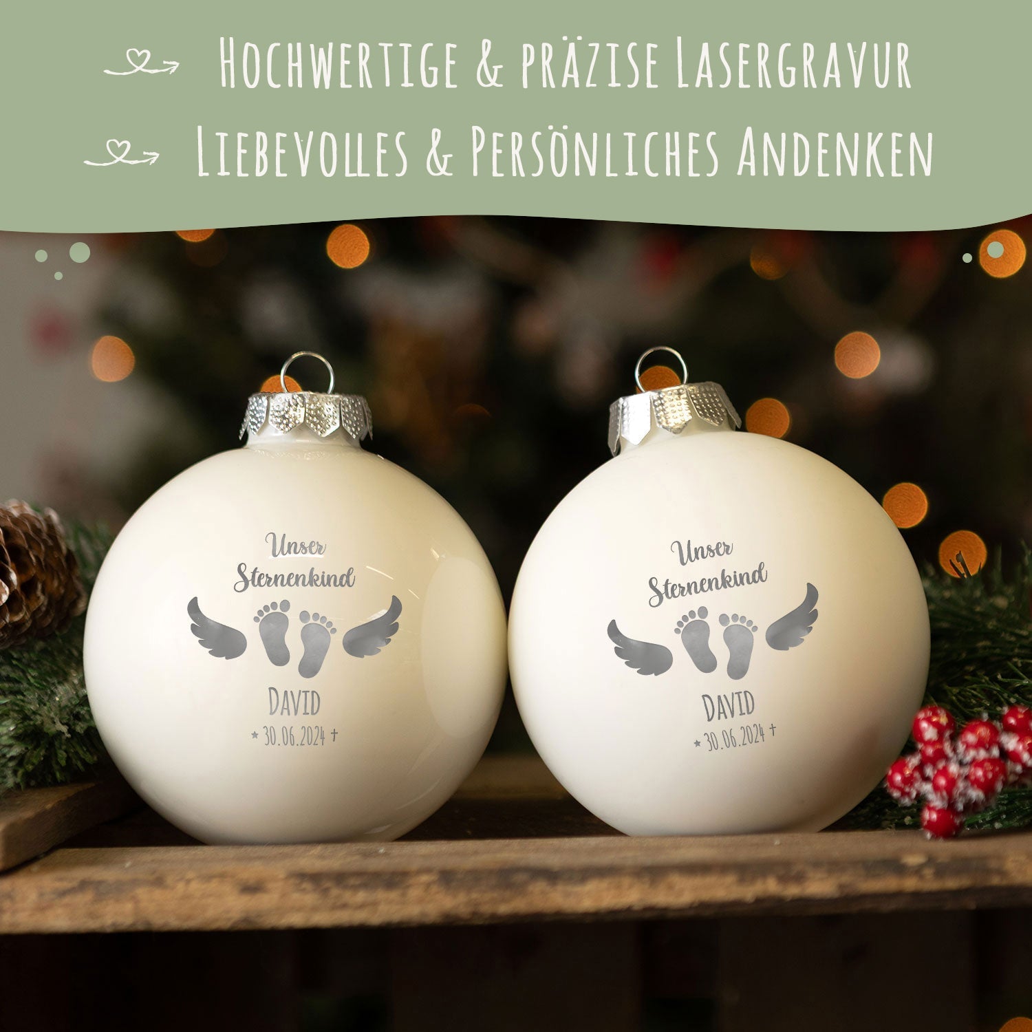 Gravierte Weihnachtskugel - Sternenkind