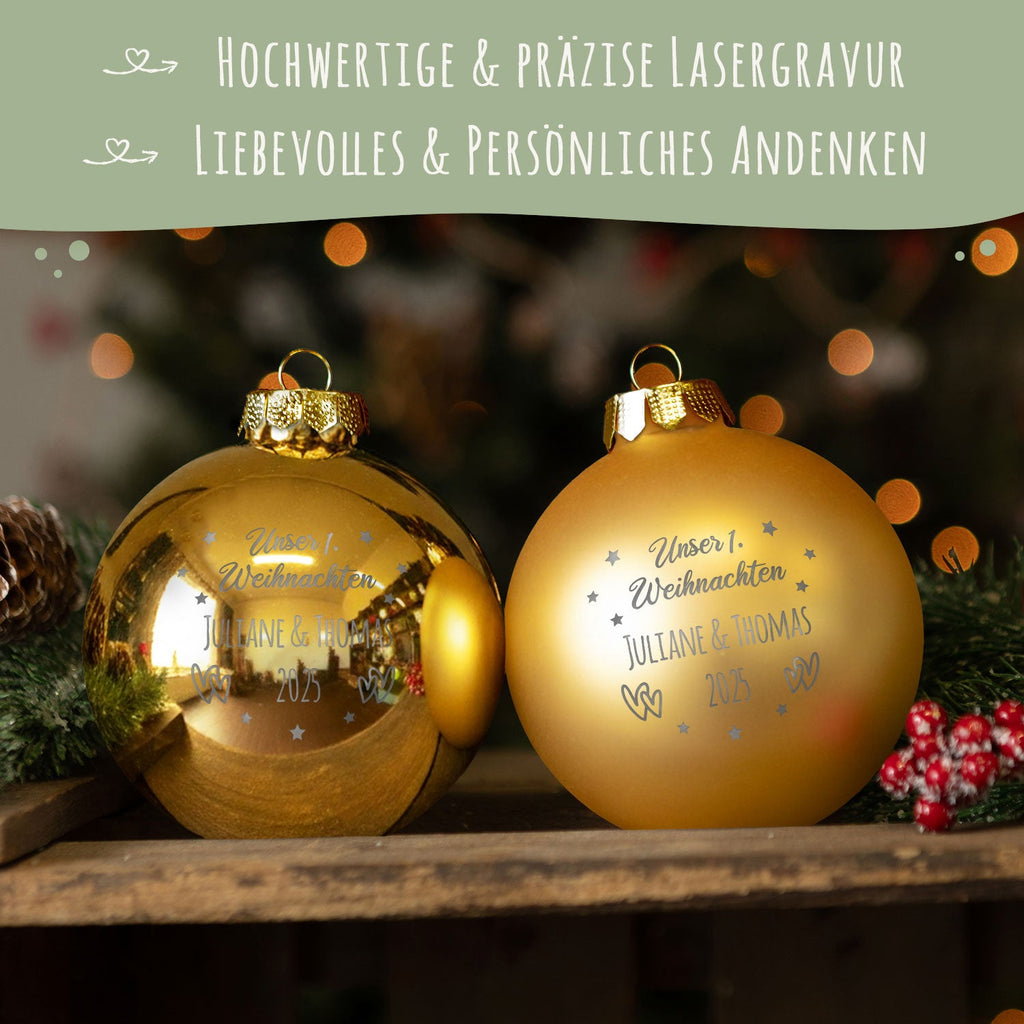Gravierte Weihnachtskugel - Unser erstes Weihnachten für Paare