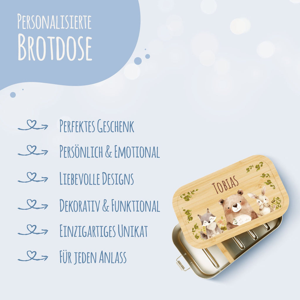 Brotdose mit Deckel für Kinder mit UV-Druck im "Bärenfreunde" Design
