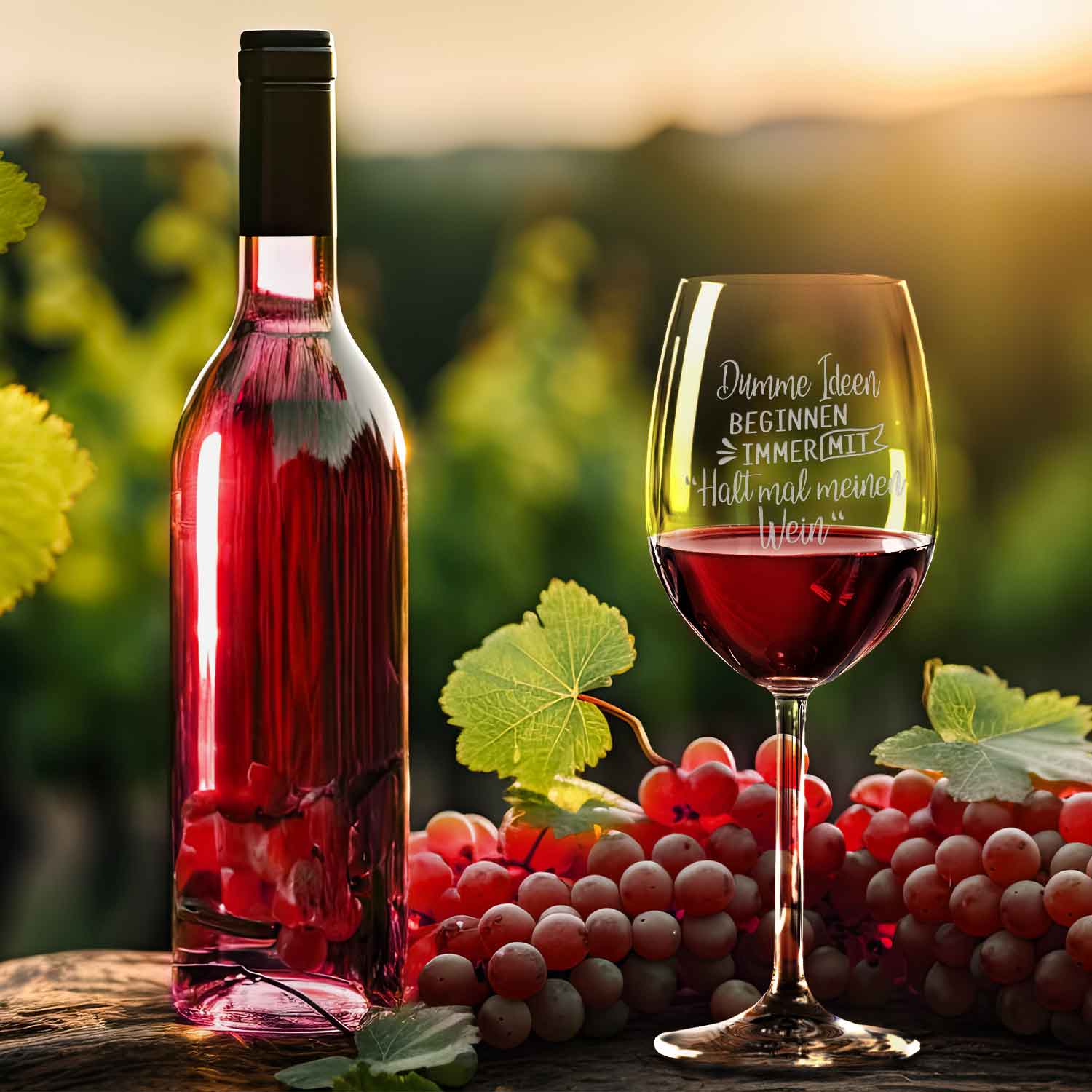 Leonardo Weinglas mit Gravur - Dumme Ideen beginnen immer mit "Halt mal meinen Wein"
