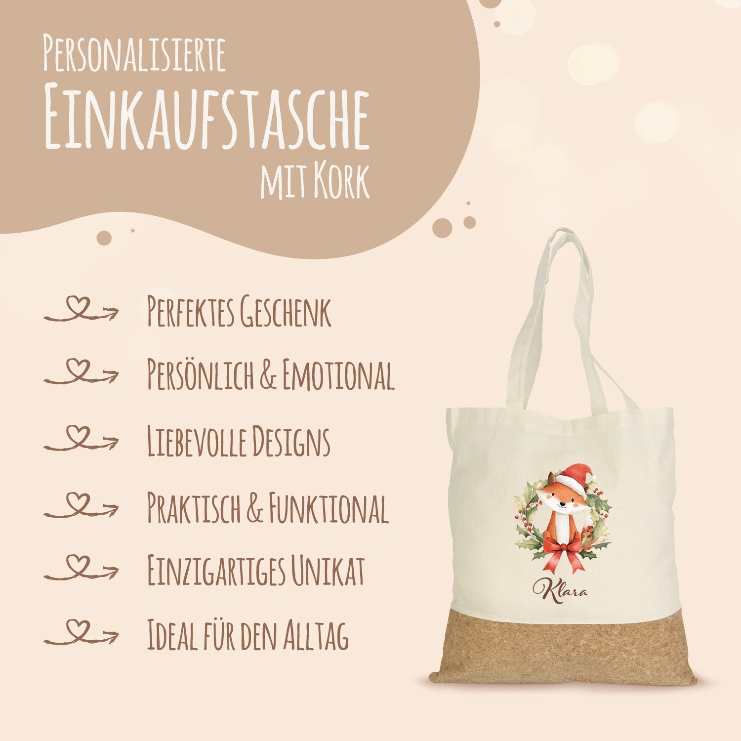 Einkaufstasche Kork - Kranztiere