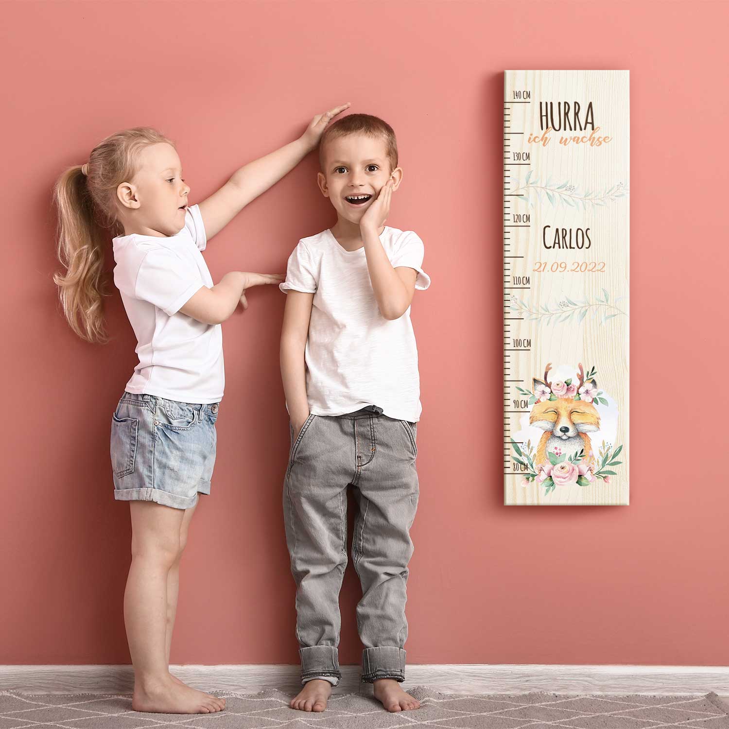 Messlatte mit Namen für Kinder im Fuchs Design