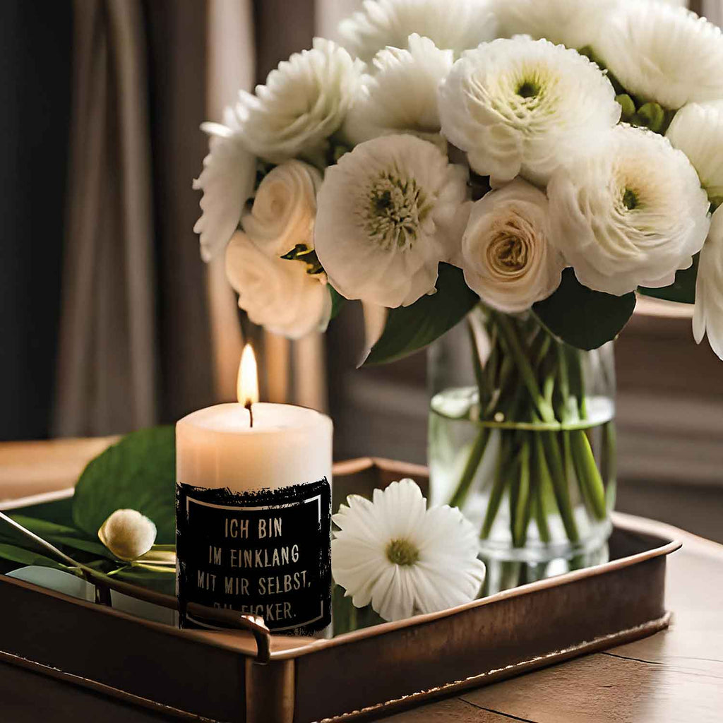 Kleine Kerze mit Spruch "Im Einklang mit mir selbst"