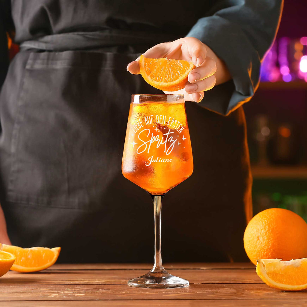 Leonardo Weinglas mit Gravur - "Liebe auf den ersten Spritz" mit Name