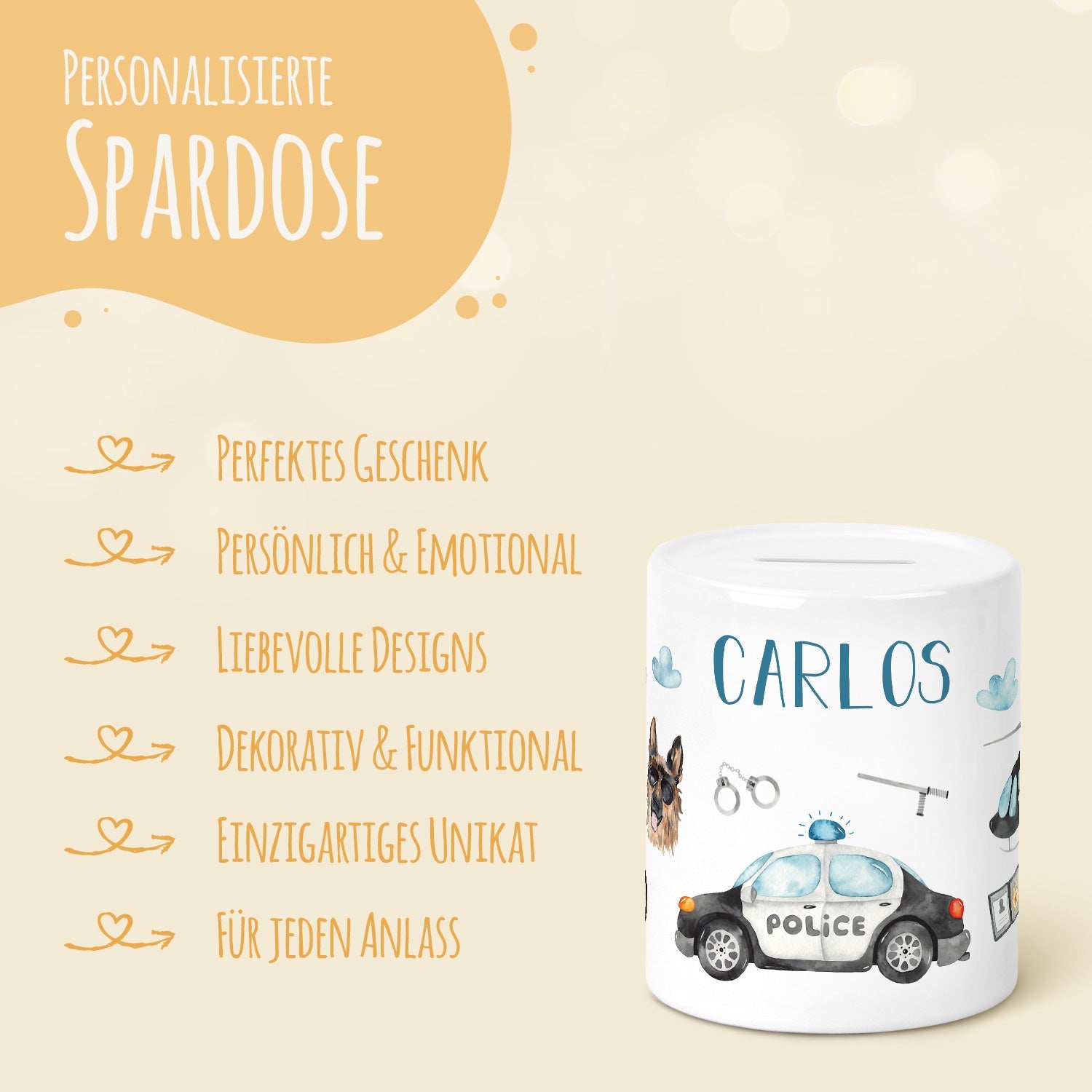 Spardose aus Keramik - Polizei