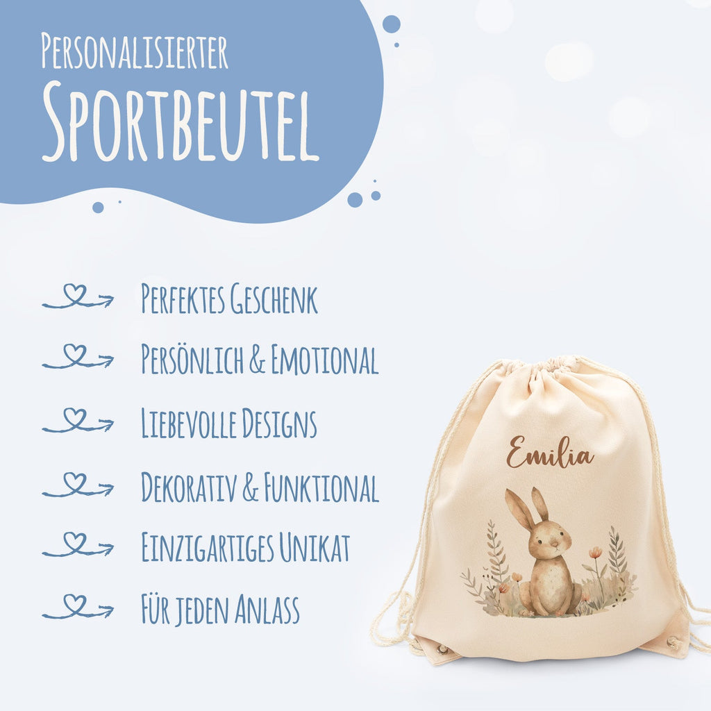 Turnbeutel mit Kindermotiv  - Waldtier - für Kinder