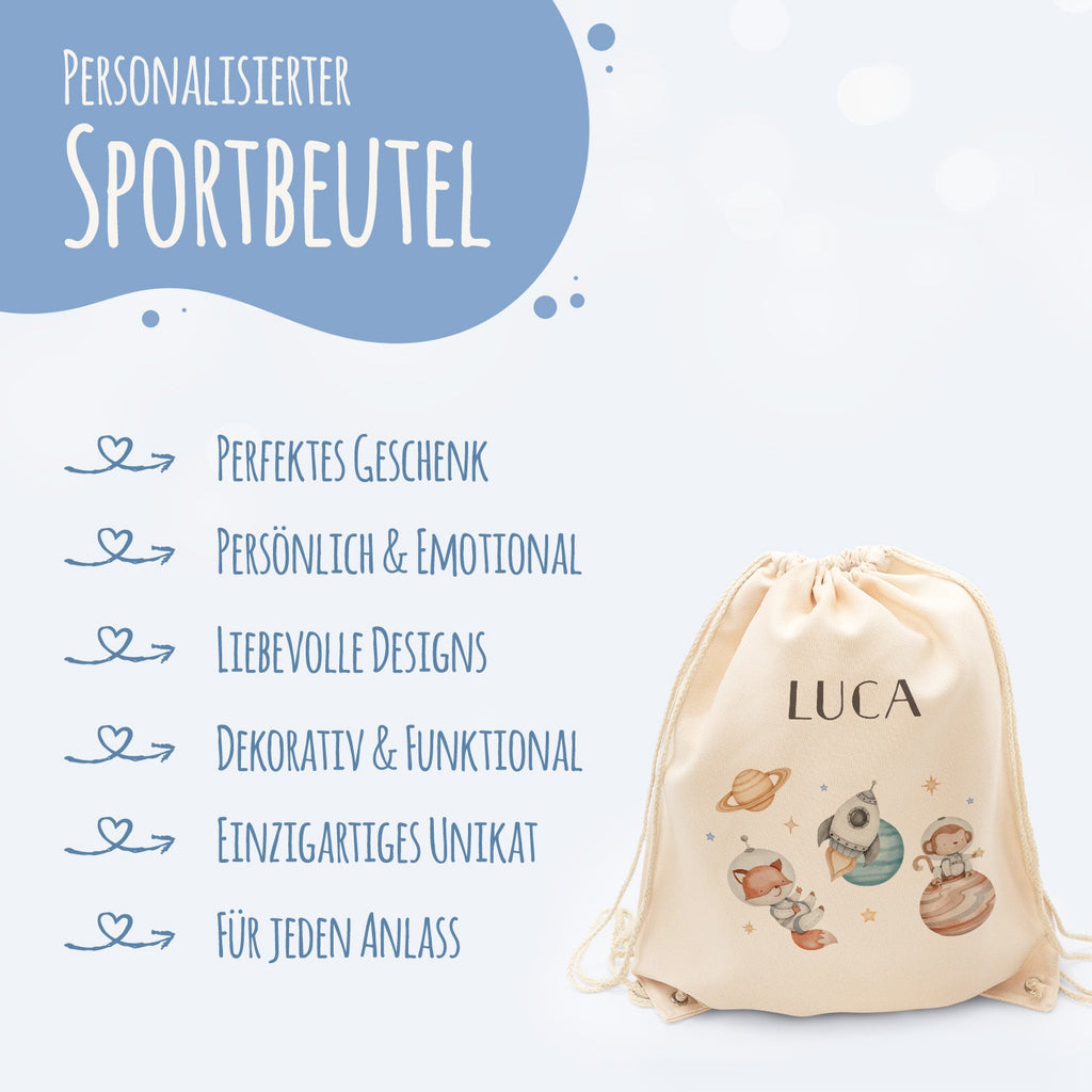 Turnbeutel mit Kindermotiv  - Weltraum - für Kinder