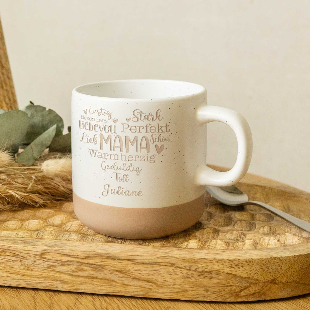 Gravierte Steingut Tasse - Mama Collage