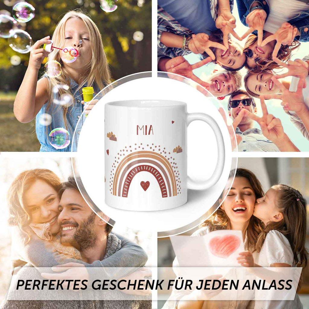 Bedruckte Tasse - Regenbogen - Personalisiert mit Namen - Für Mädchen und Jungen