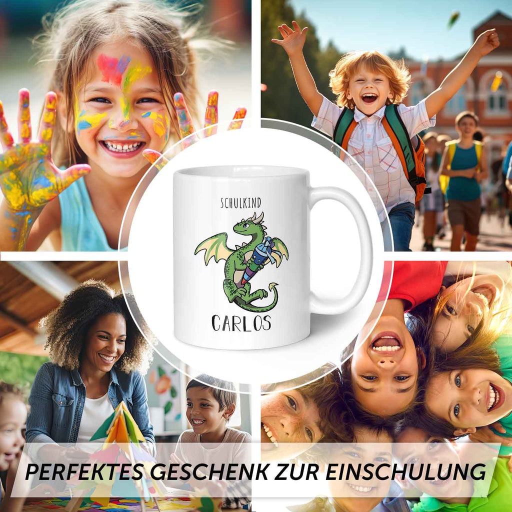 Bedruckte Tasse mit Motiv - Einschulung Drache