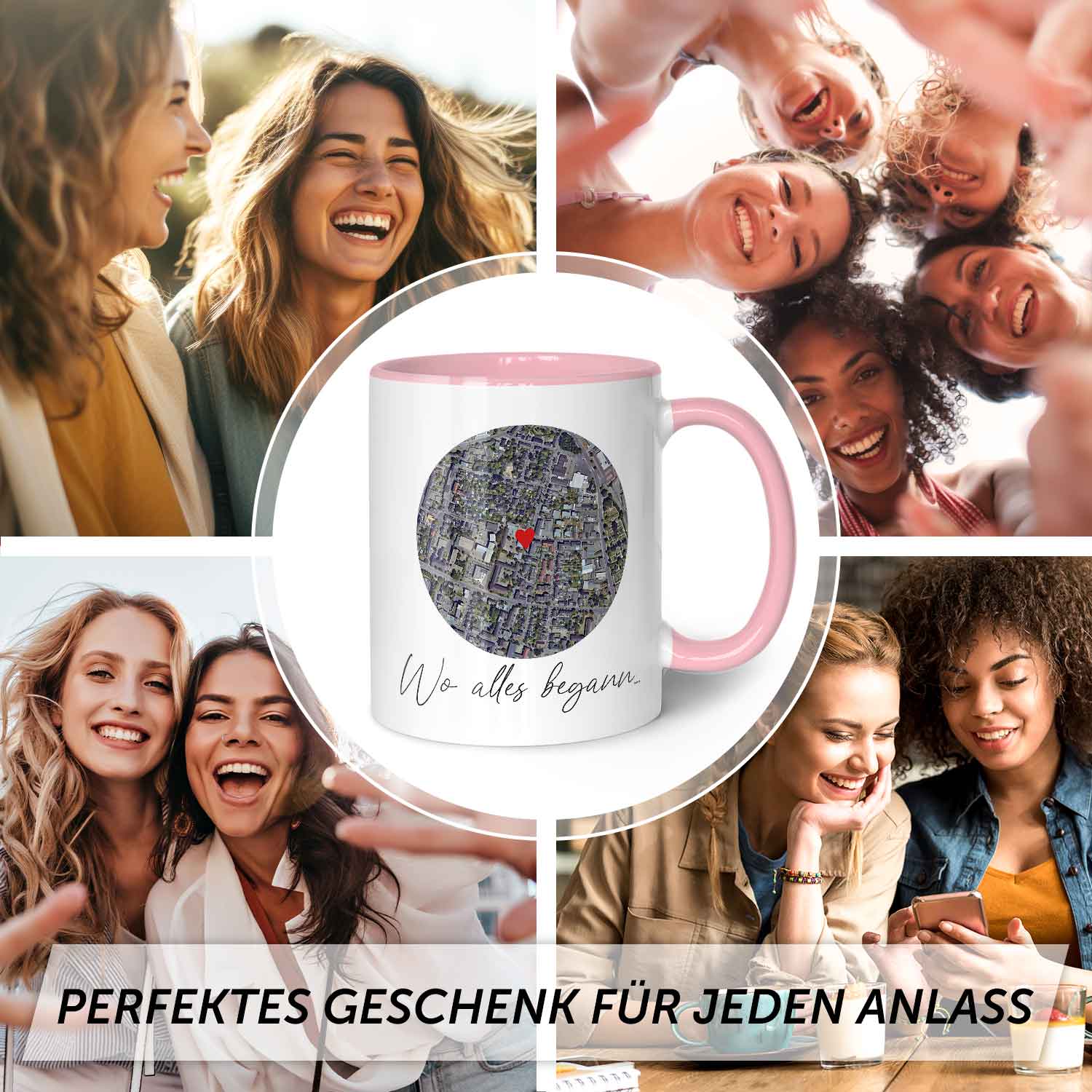 Bedruckte Tasse mit "Wo alles begann" Motiv - Personalisiertes Geschenk mit Wunschkoordinaten