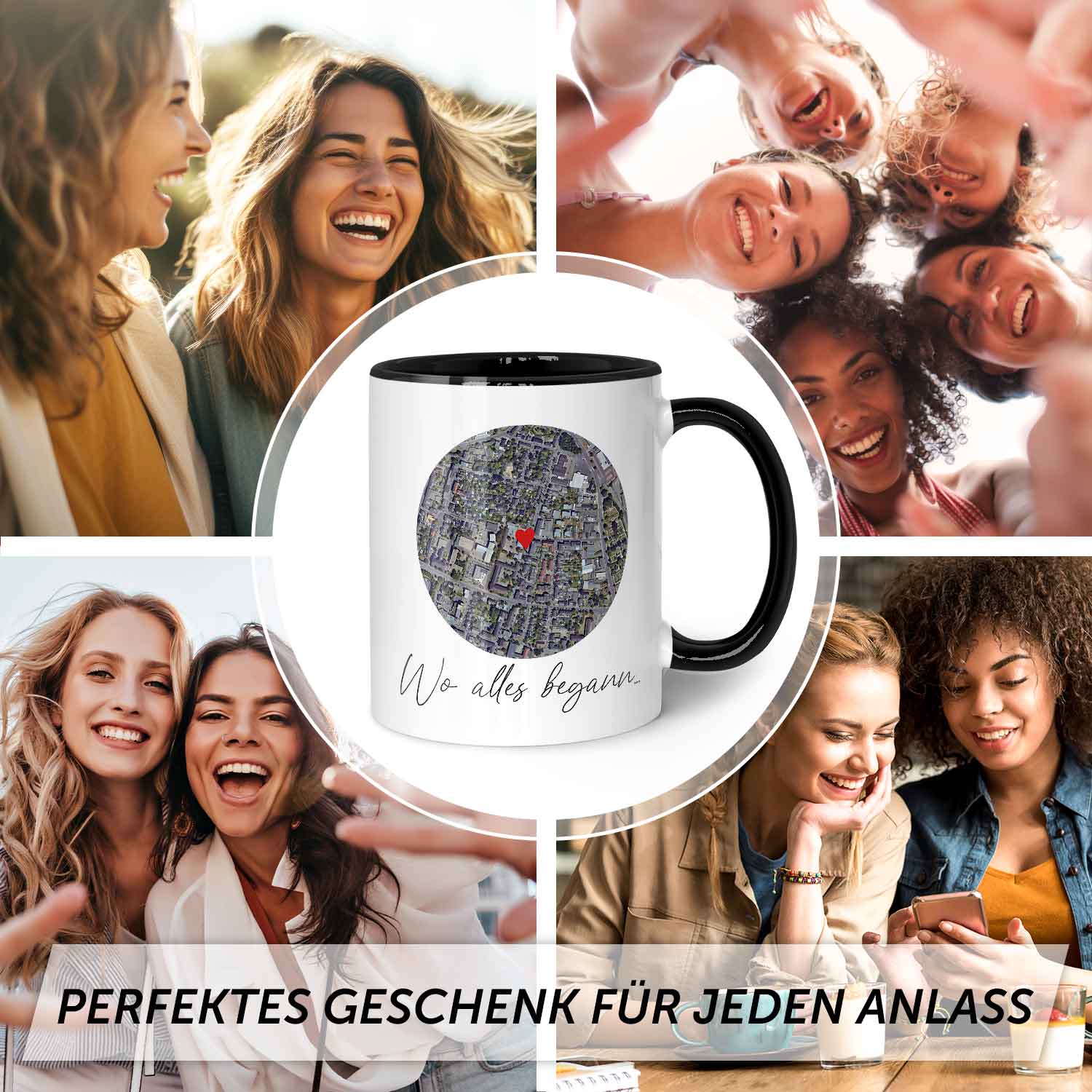 Bedruckte Tasse mit "Wo alles begann" Motiv - Personalisiertes Geschenk mit Wunschkoordinaten