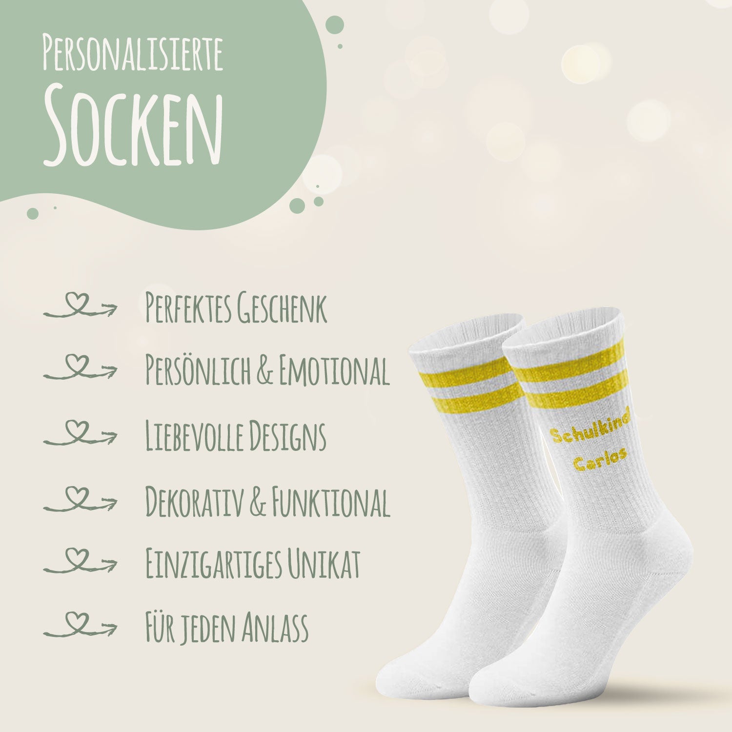 Tennissocken - Kinder Wunschtext - personalisiert mit Namen