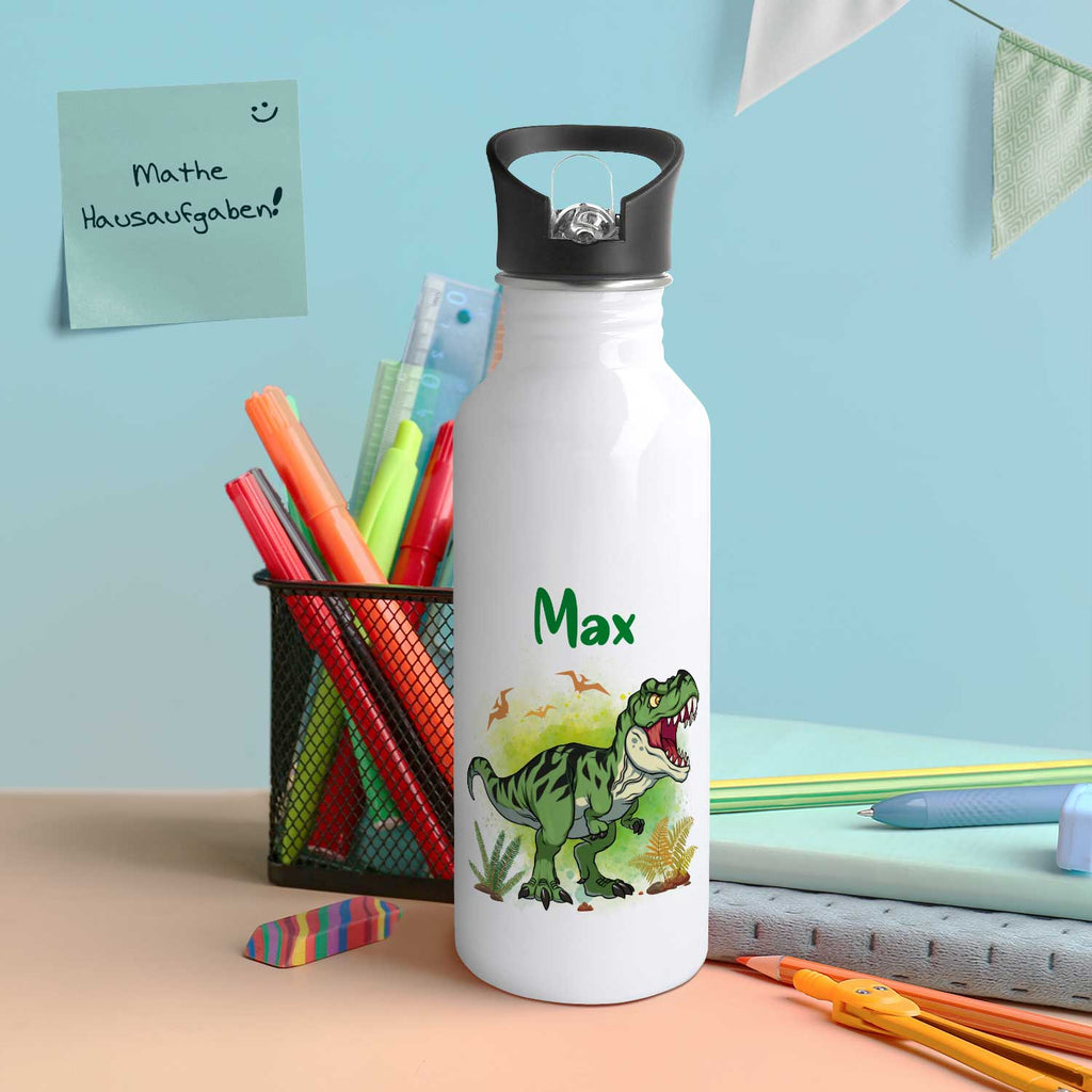 Bedruckte Trinkflasche aus Edelstahl - T-Rex