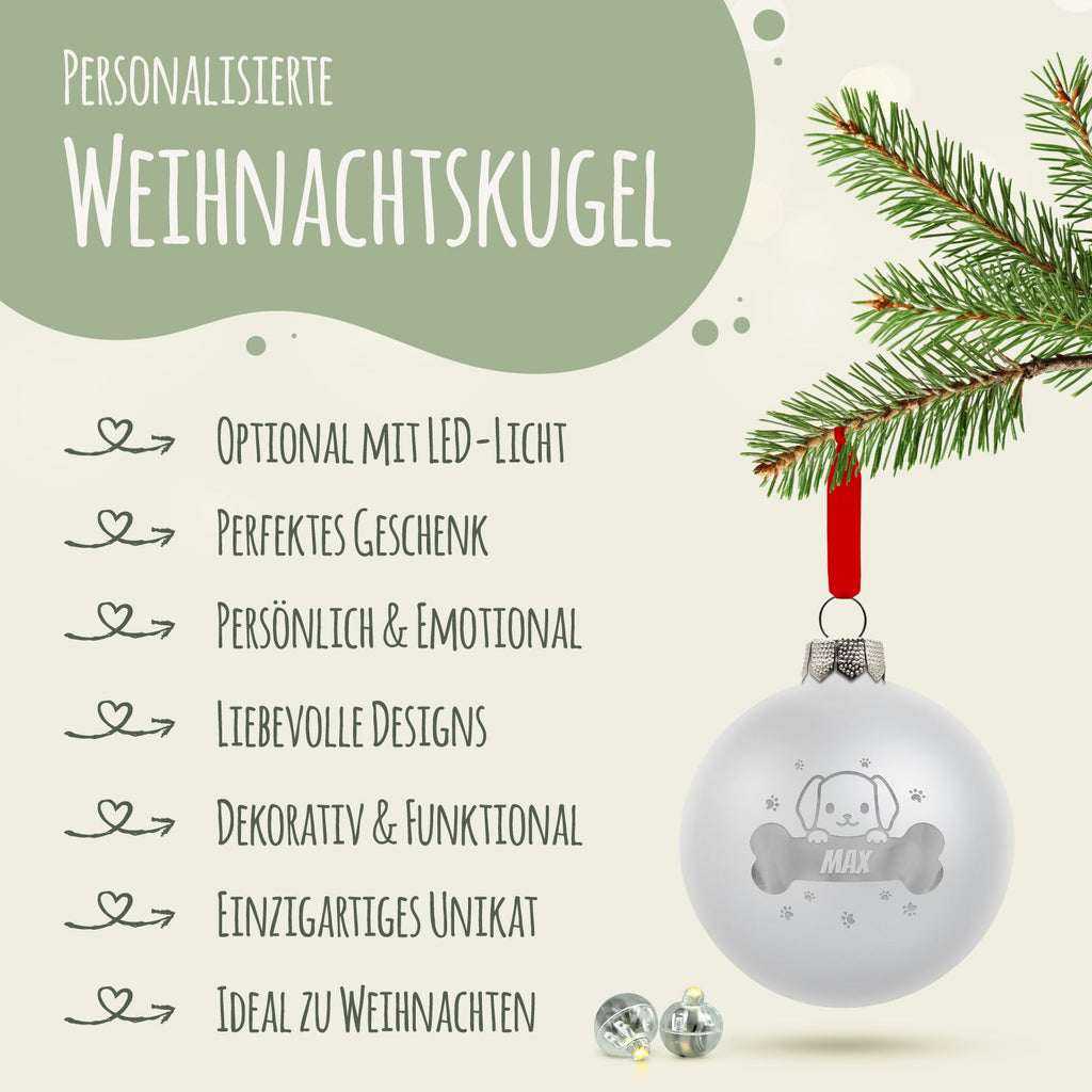 Gravierte Weihnachtskugel - Haustier - Hund & Katze