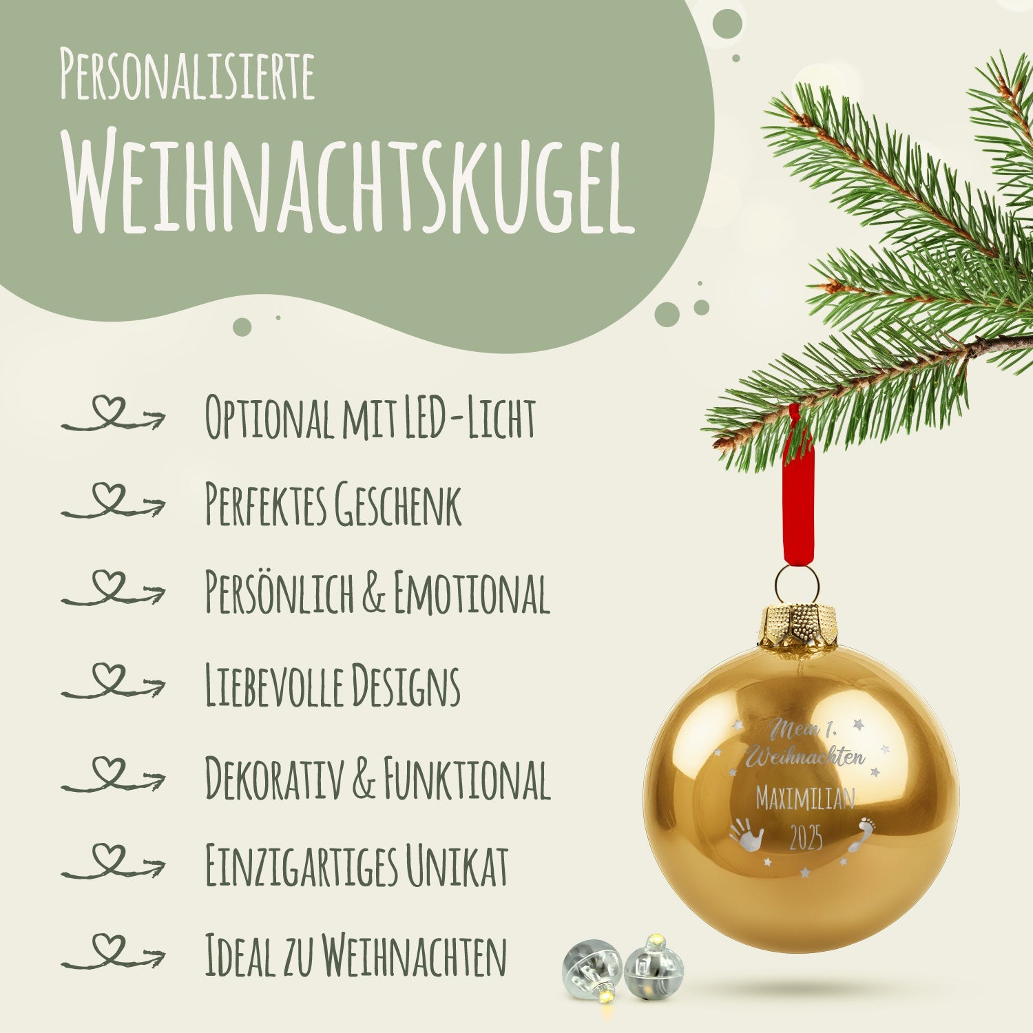 Gravierte Weihnachtskugel - Mein erstes Weihnachten