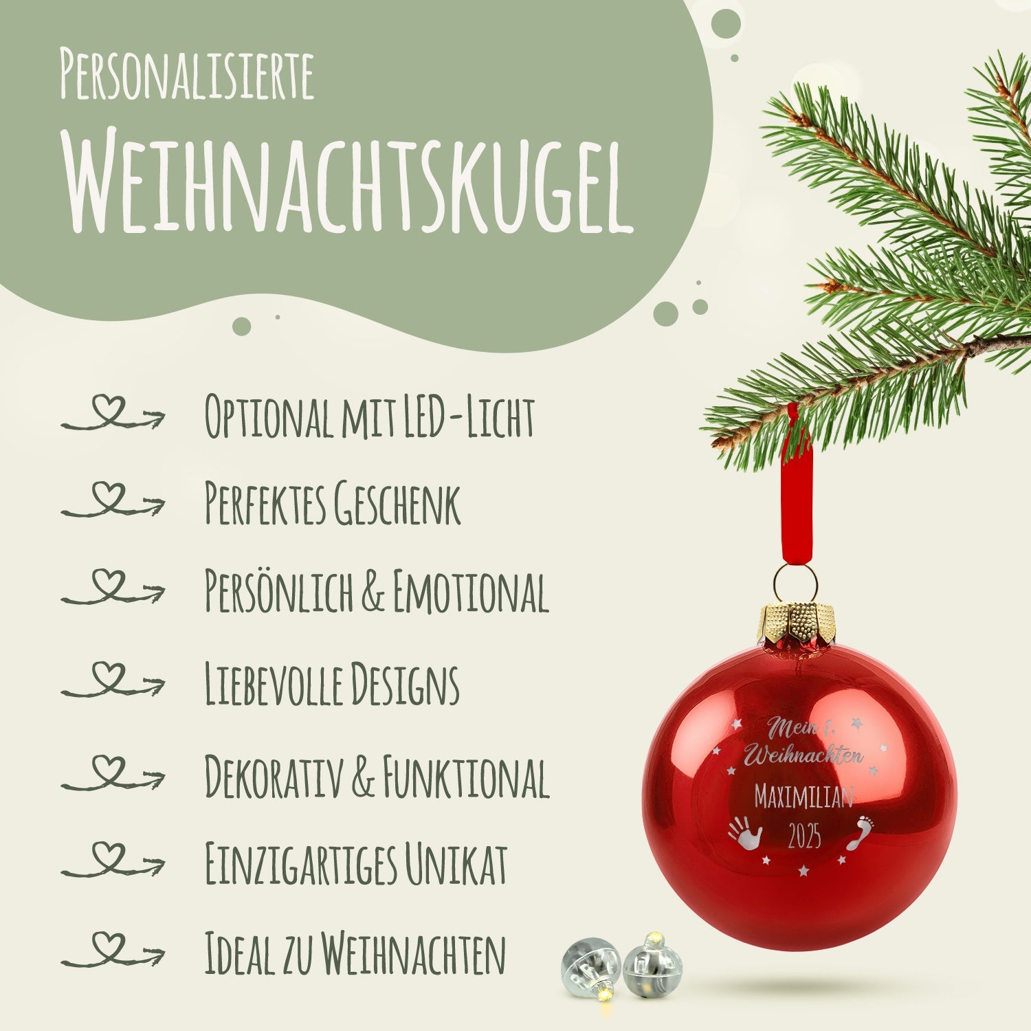 Gravierte Weihnachtskugel - Mein erstes Weihnachten