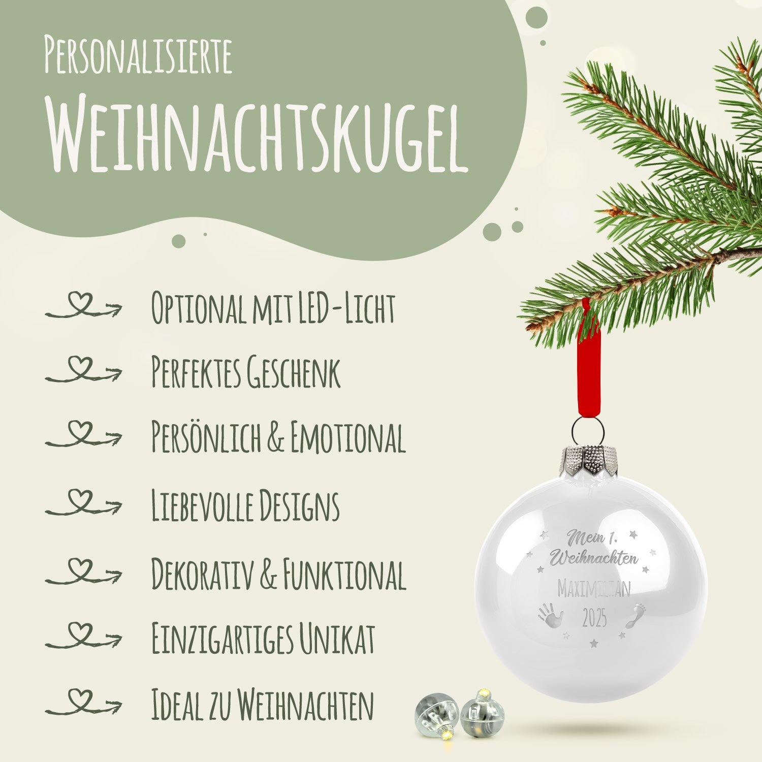 Gravierte Weihnachtskugel - Mein erstes Weihnachten