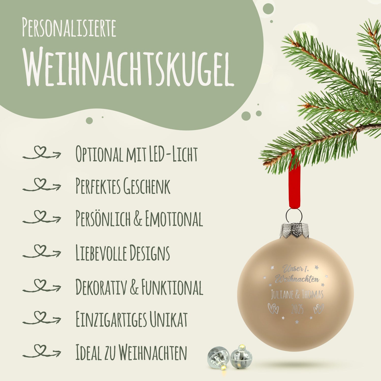 Gravierte Weihnachtskugel - Unser erstes Weihnachten für Paare